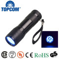 Hot Sales 390nm Aluminum 9LED UV Flashlight